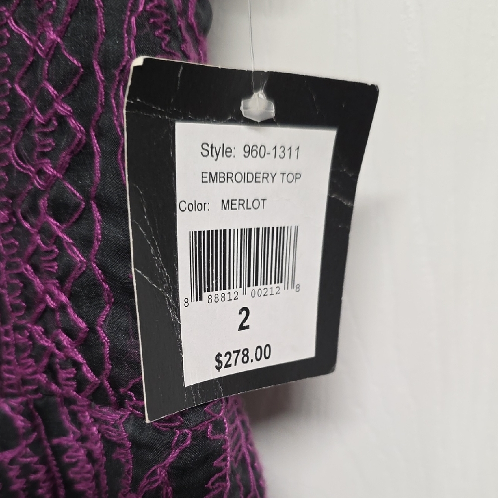 Nanette Lepore Purple and Black Embroidered Top
